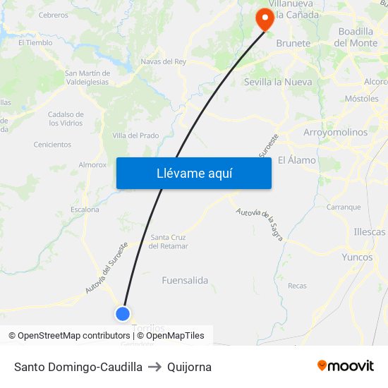 Santo Domingo-Caudilla to Quijorna map