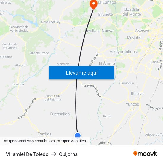 Villamiel De Toledo to Quijorna map