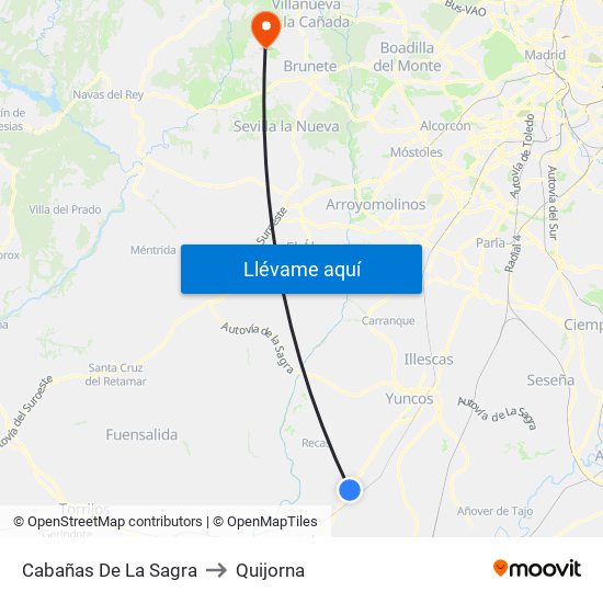 Cabañas De La Sagra to Quijorna map