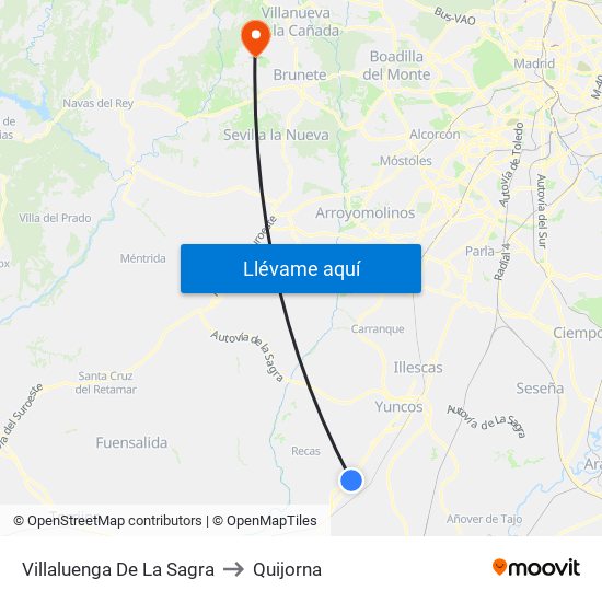 Villaluenga De La Sagra to Quijorna map