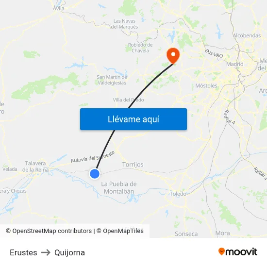Erustes to Quijorna map