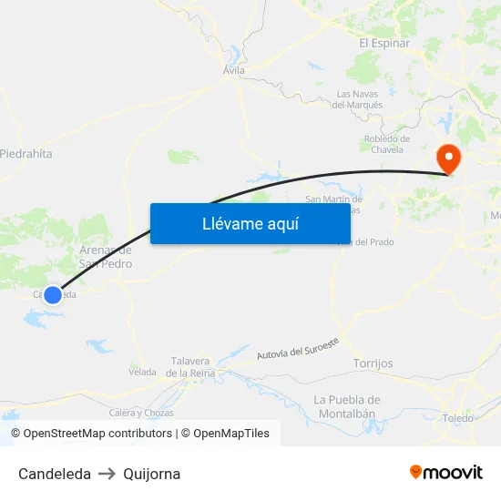 Candeleda to Quijorna map
