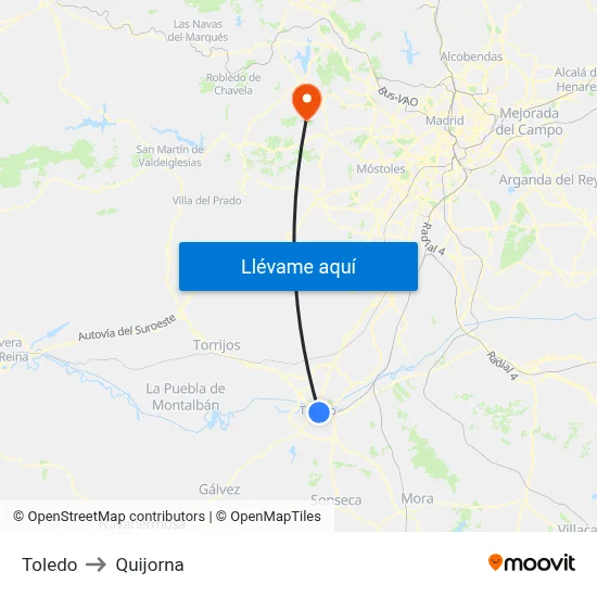 Toledo to Quijorna map