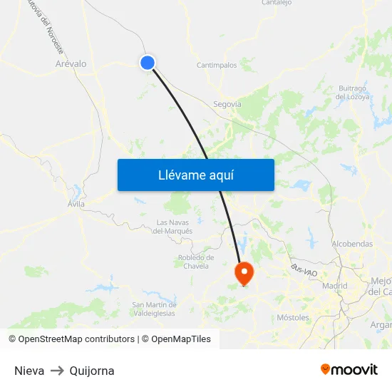 Nieva to Quijorna map