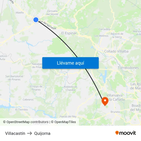 Villacastín to Quijorna map