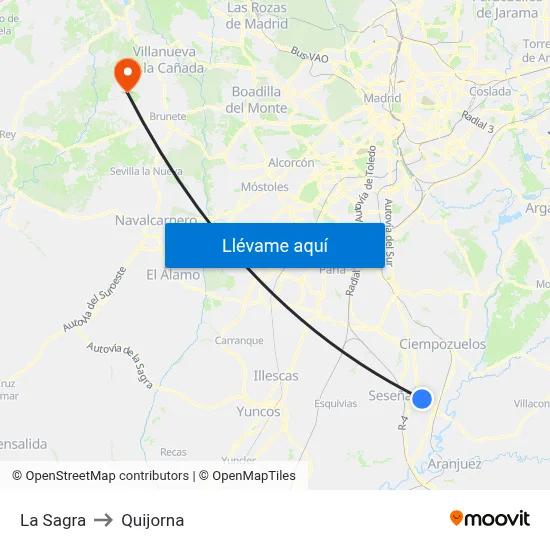 La Sagra to Quijorna map
