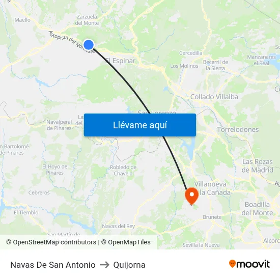 Navas De San Antonio to Quijorna map