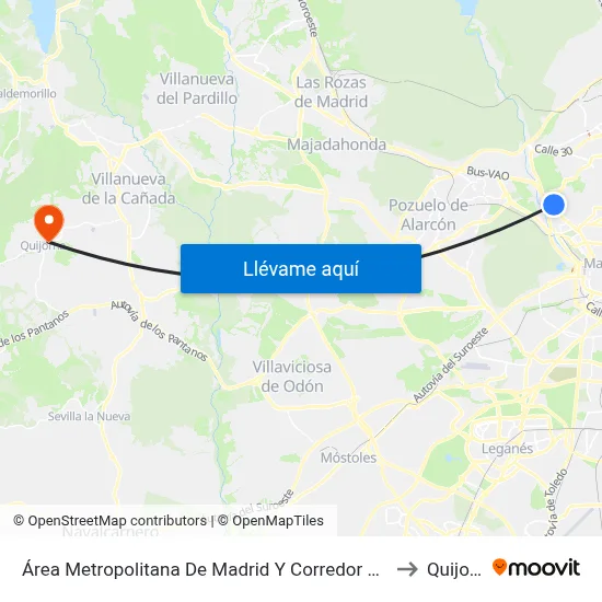 Área Metropolitana De Madrid Y Corredor Del Henares to Quijorna map