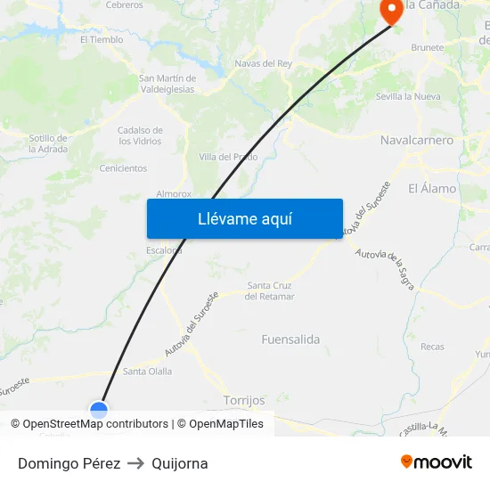 Domingo Pérez to Quijorna map