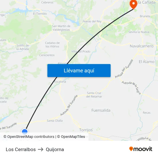 Los Cerralbos to Quijorna map