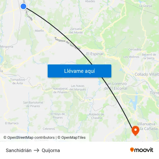Sanchidrián to Quijorna map