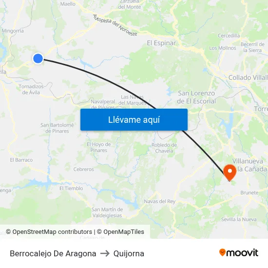 Berrocalejo De Aragona to Quijorna map