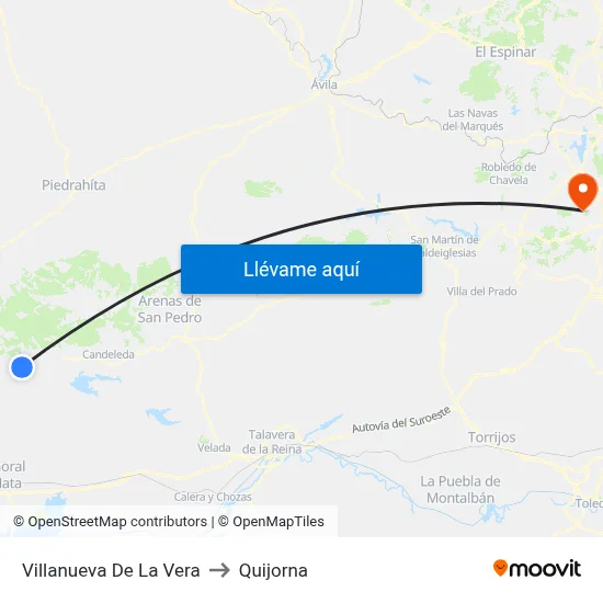 Villanueva De La Vera to Quijorna map