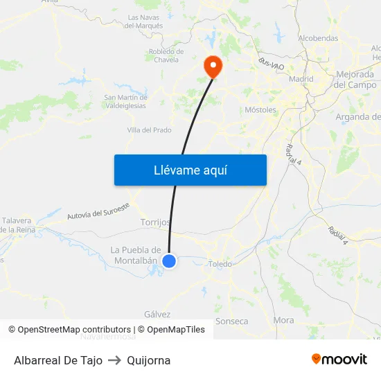 Albarreal De Tajo to Quijorna map