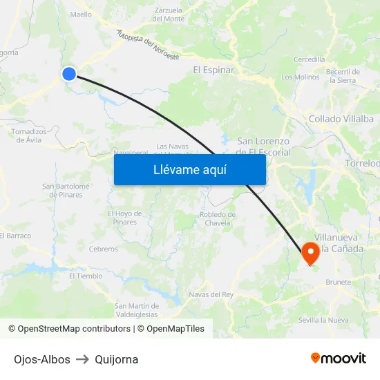 Ojos-Albos to Quijorna map