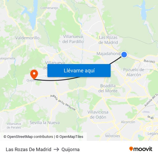 Las Rozas De Madrid to Quijorna map
