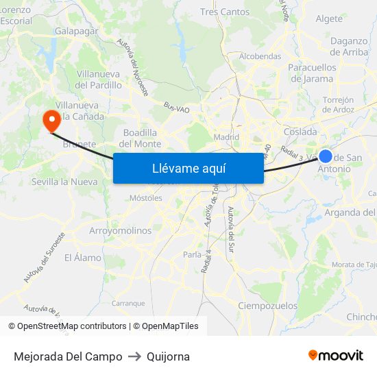 Mejorada Del Campo to Quijorna map