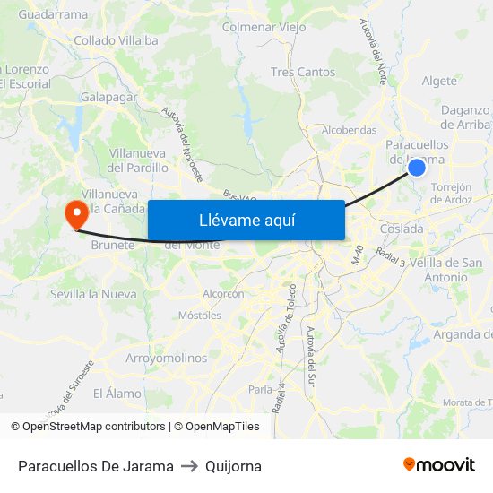 Paracuellos De Jarama to Quijorna map