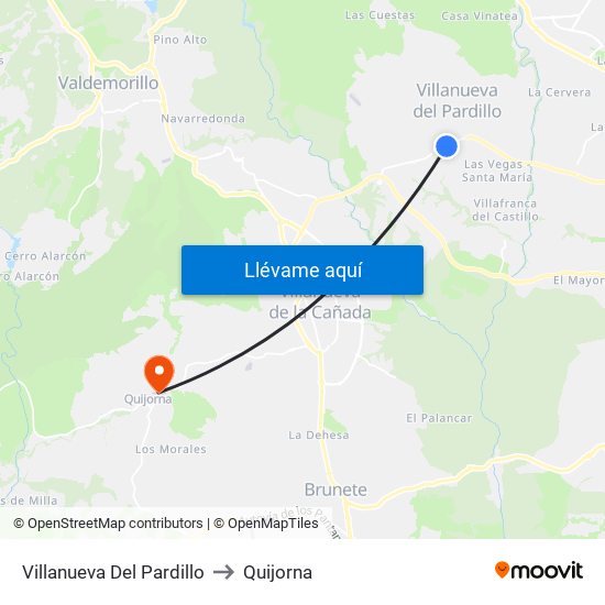 Villanueva Del Pardillo to Quijorna map