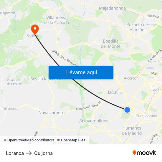 Loranca to Quijorna map