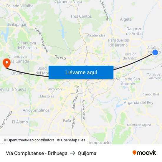Vía Complutense - Brihuega to Quijorna map