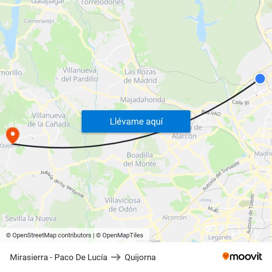 Mirasierra - Paco De Lucía to Quijorna map