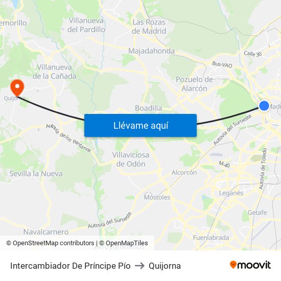 Intercambiador De Príncipe Pío to Quijorna map