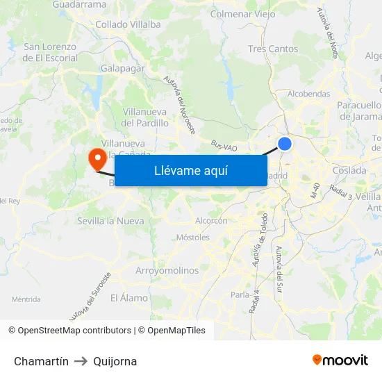 Chamartín to Quijorna map
