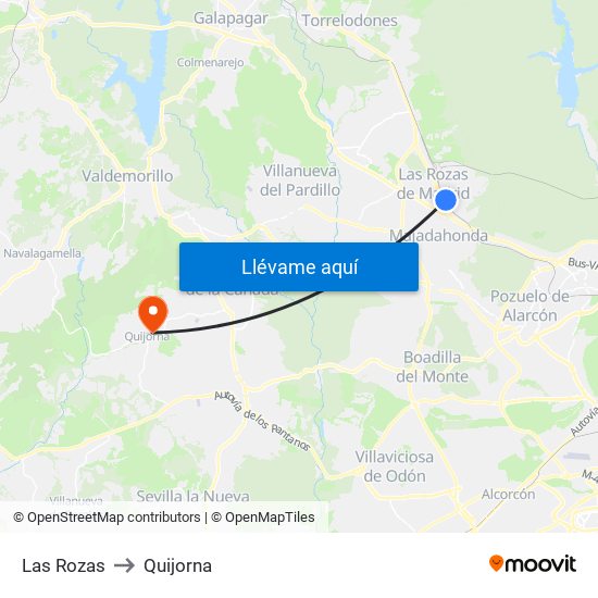 Las Rozas to Quijorna map