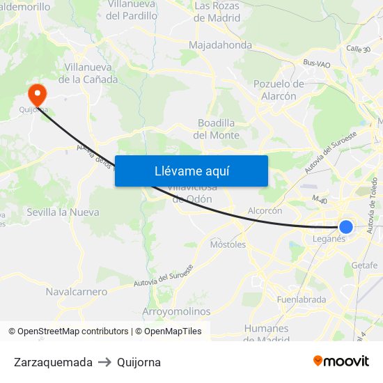 Zarzaquemada to Quijorna map