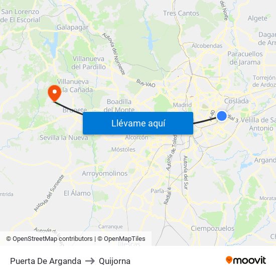 Puerta De Arganda to Quijorna map