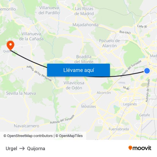 Urgel to Quijorna map