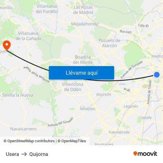 Usera to Quijorna map