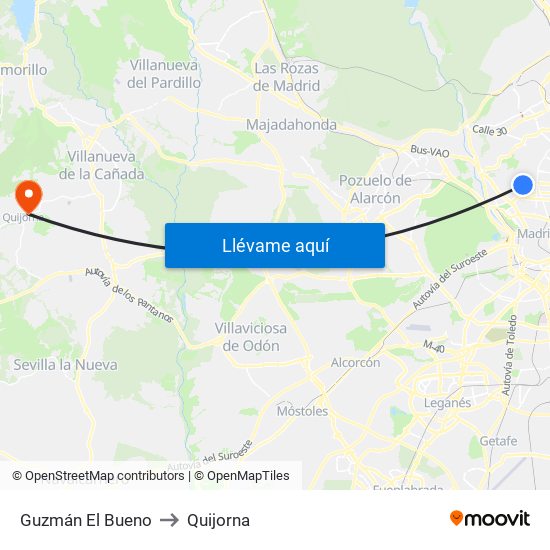 Guzmán El Bueno to Quijorna map