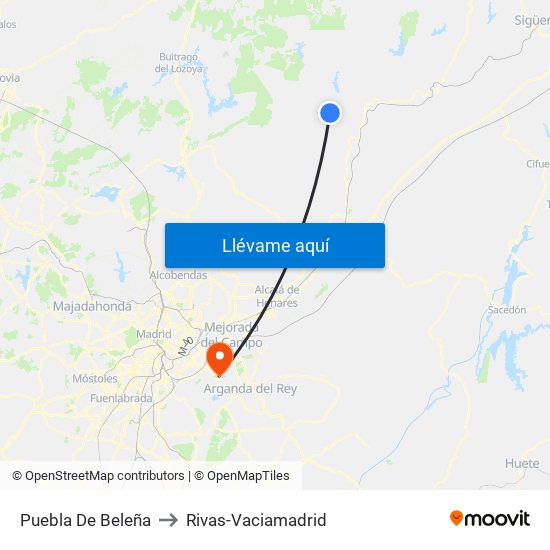 Puebla De Beleña to Rivas-Vaciamadrid map