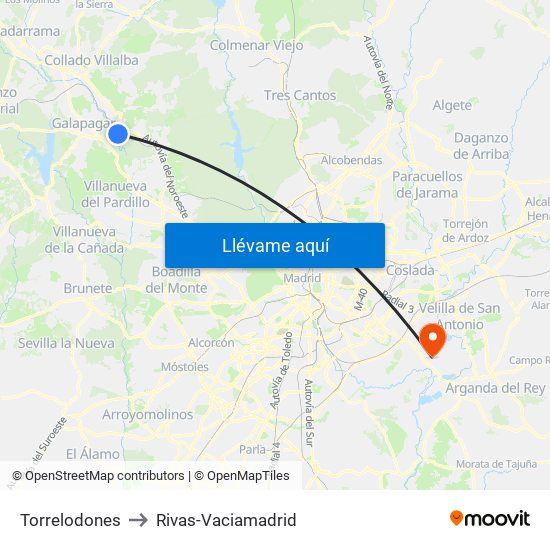 Torrelodones to Rivas-Vaciamadrid map