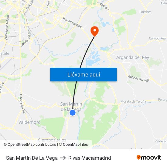 San Martín De La Vega to Rivas-Vaciamadrid map