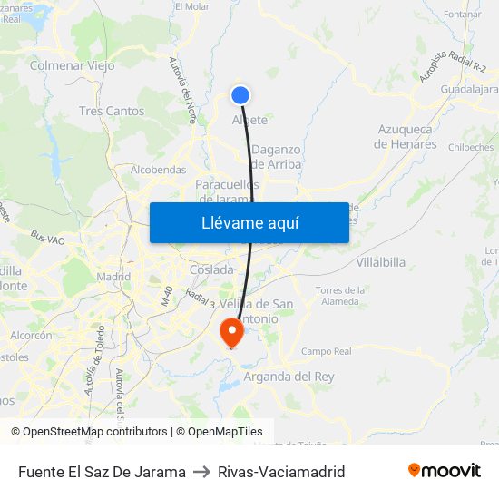 Fuente El Saz De Jarama to Rivas-Vaciamadrid map