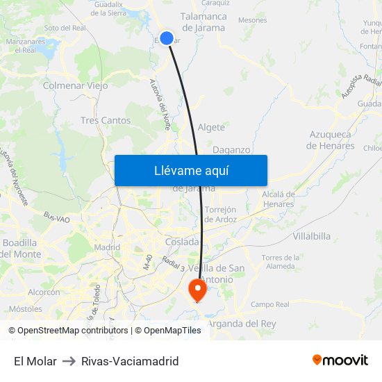 El Molar to Rivas-Vaciamadrid map