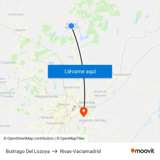 Buitrago Del Lozoya to Rivas-Vaciamadrid map