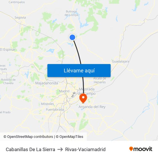Cabanillas De La Sierra to Rivas-Vaciamadrid map