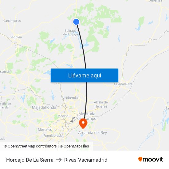 Horcajo De La Sierra to Rivas-Vaciamadrid map