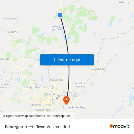 Robregordo to Rivas-Vaciamadrid map
