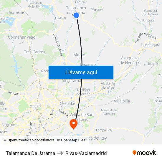 Talamanca De Jarama to Rivas-Vaciamadrid map