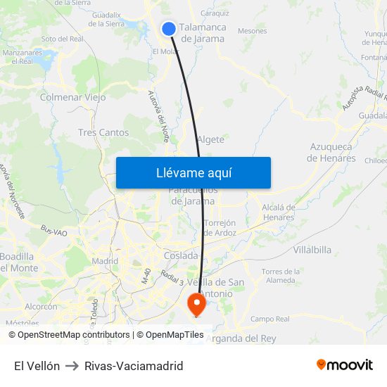 El Vellón to Rivas-Vaciamadrid map