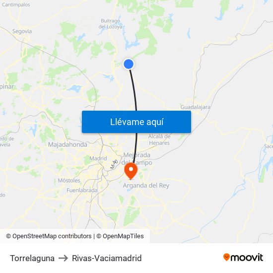 Torrelaguna to Rivas-Vaciamadrid map