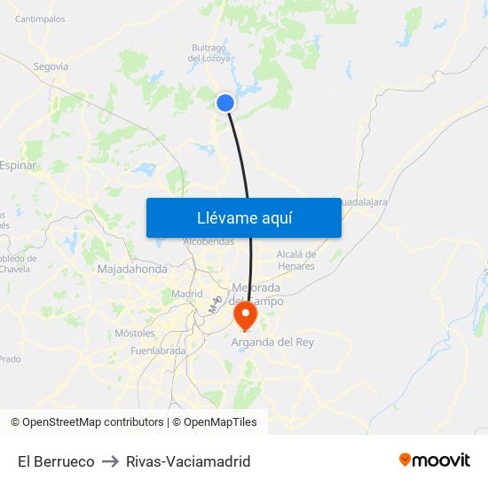 El Berrueco to Rivas-Vaciamadrid map