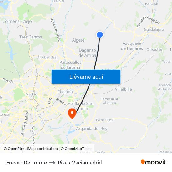 Fresno De Torote to Rivas-Vaciamadrid map