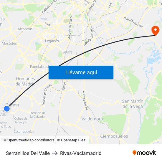 Serranillos Del Valle to Rivas-Vaciamadrid map