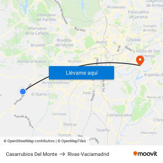 Casarrubios Del Monte to Rivas-Vaciamadrid map